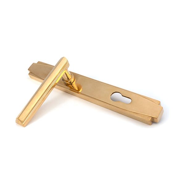 From The Anvil - Polished Brass Art Deco Slimline Lever Espag. Lock Set - Polished Brass  - 51185