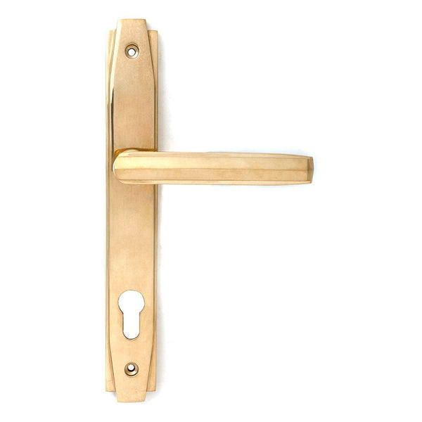 From The Anvil - Polished Brass Art Deco Slimline Lever Espag. Lock Set - Polished Brass  - 51185