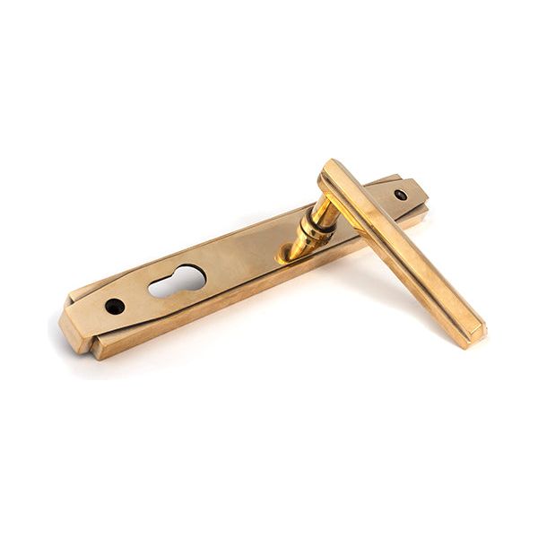 From The Anvil - Aged Brass Art Deco Slimline Lever Espag. Lock Set - Aged Brass  - 51186