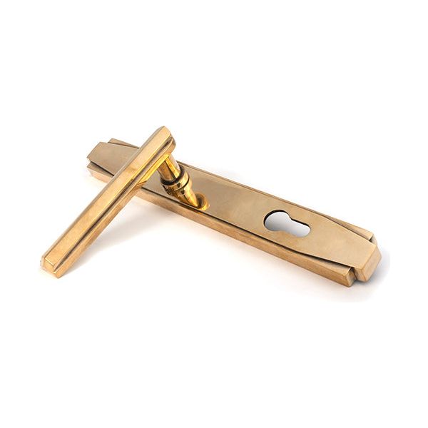 From The Anvil - Aged Brass Art Deco Slimline Lever Espag. Lock Set - Aged Brass  - 51186