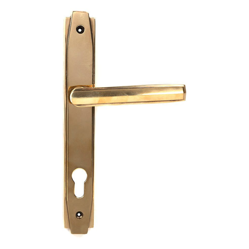 From The Anvil - Aged Brass Art Deco Slimline Lever Espag. Lock Set - Aged Brass  - 51186