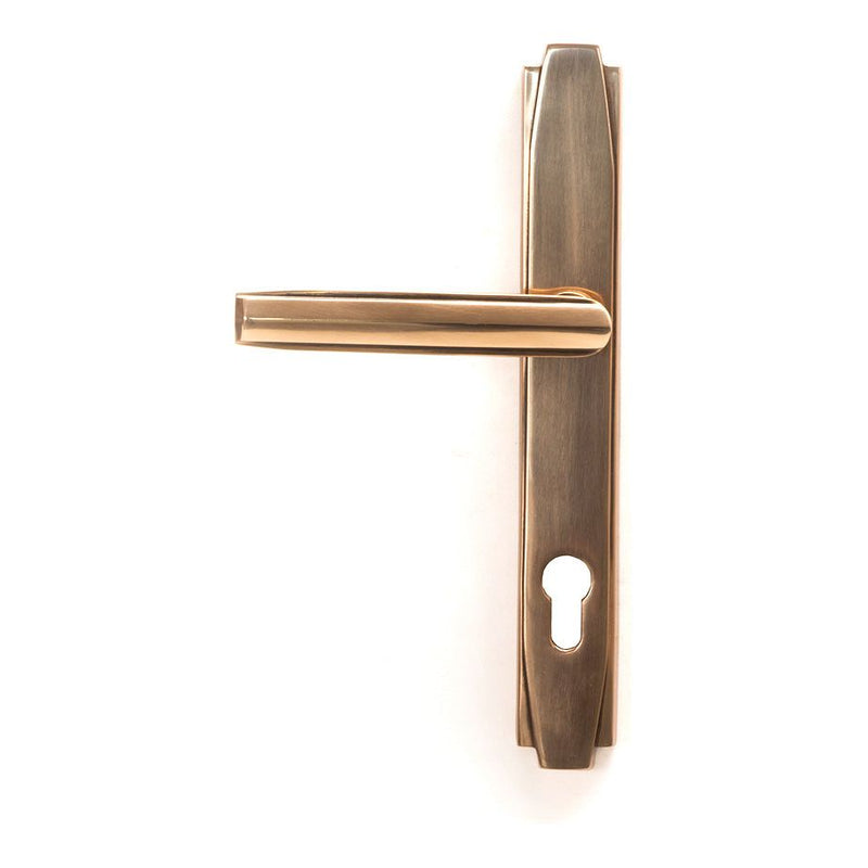 From The Anvil - Polished Bronze Art Deco Slimline Lever Espag. Lock Set - Polished Bronze  - 51190