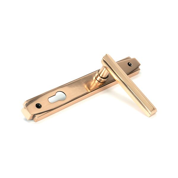 From The Anvil - Polished Bronze Art Deco Slimline Lever Espag. Lock Set - Polished Bronze  - 51190