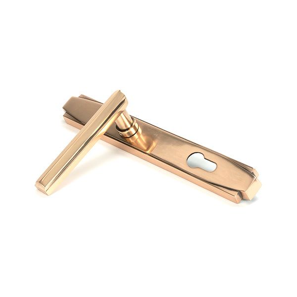 From The Anvil - Polished Bronze Art Deco Slimline Lever Espag. Lock Set - Polished Bronze  - 51190