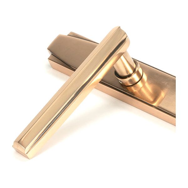 From The Anvil - Polished Bronze Art Deco Slimline Lever Espag. Lock Set - Polished Bronze  - 51190