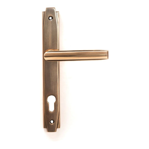 From The Anvil - Polished Bronze Art Deco Slimline Lever Espag. Lock Set - Polished Bronze  - 51190