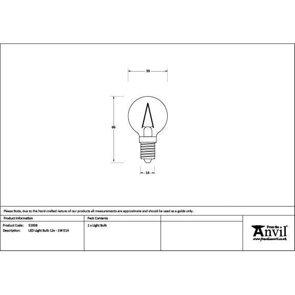 From The Anvil - LED Light Bulb 12v - 1W E14 -   - 51938