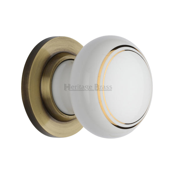 Gold Line Knob with Antique Brass base - 6010-AT - Choice Handles