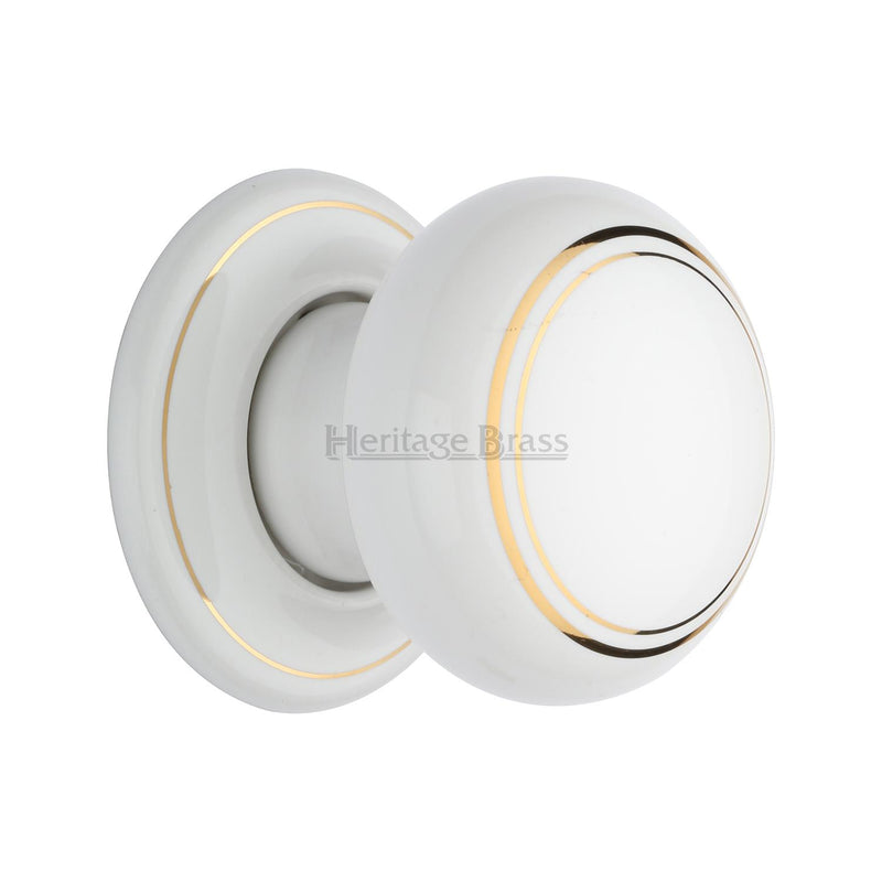 Mortice Knob on Rose Gold Line Design Porcelain - 6010-PR - Choice Handles