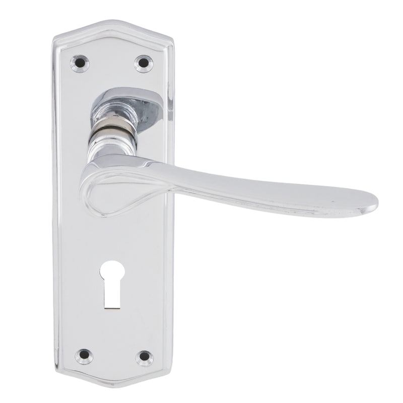 Eclipse - Steller Lever Lock Door Handle on Backplate Set -  Polished Chrome -  63001 - Choice Handles