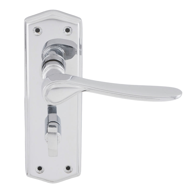 Eclipse - Steller Lever Bathroom Door Handle on Backplate Set -  Polished Chrome -  63004 - Choice Handles