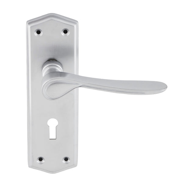 Eclipse - Steller Lever Lock Door Handle on Backplate Set -  Satin Chrome -  63007 - Choice Handles