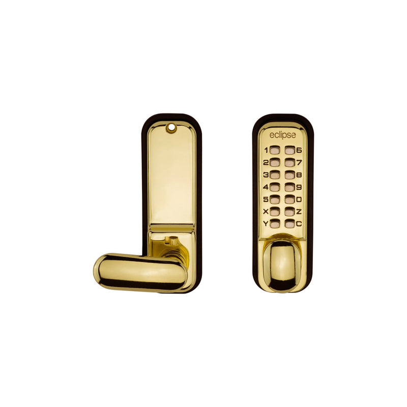 Eclipse - ED20 Push Button Digital EZ Code Lock - EBP (c/w Holdback) -  Electro Brass -  70251 - Choice Handles