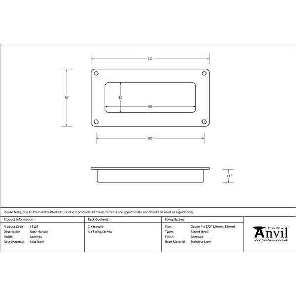 From The Anvil - Beeswax Flush Handle - Beeswax  - 73129