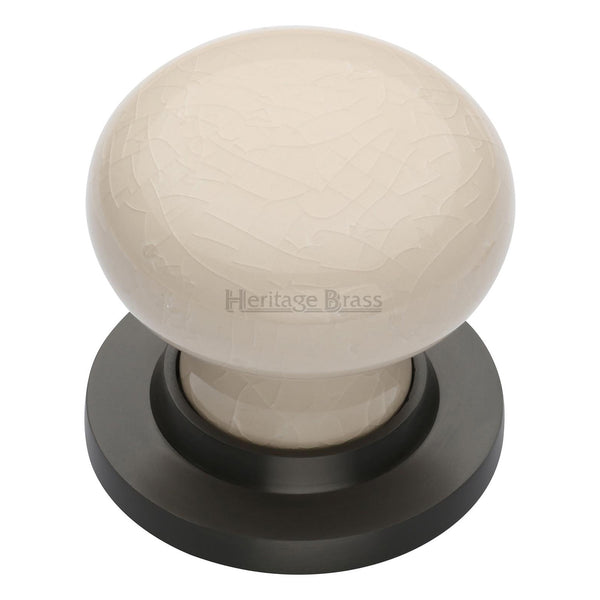 Cream Crackle Knob with Matt Bronze base - 8010-MB - Choice Handles