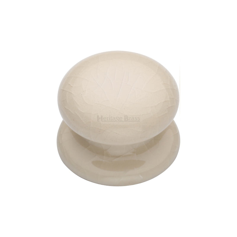 Cabinet Knob Cream Crackle 32mm with Porcelain base - 8032 - Choice Handles