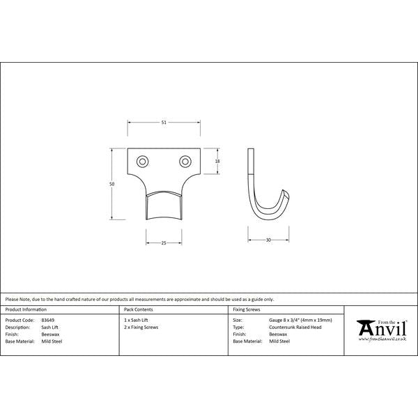 From The Anvil - Sash Eye Lift - Antique Pewter - 83649