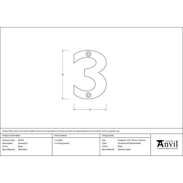 From The Anvil - Numeral 3 - Black - 83703