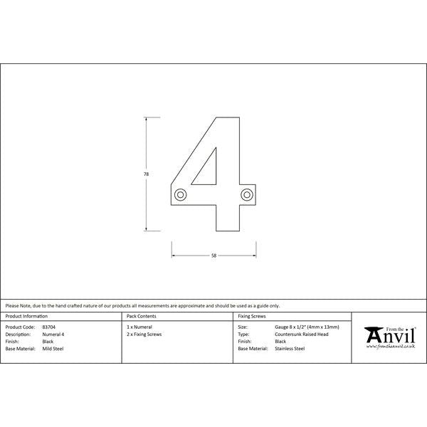 From The Anvil - Numeral 4 - Black - 83704