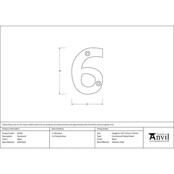 From The Anvil - Numeral 6 - Black - 83706