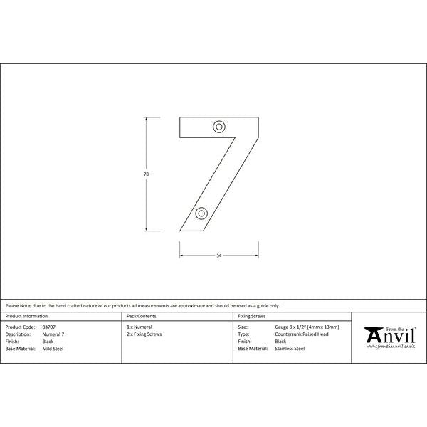 From The Anvil - Numeral 7 - Black - 83707