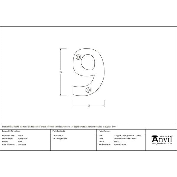 From The Anvil - Numeral 9 - Black - 83709