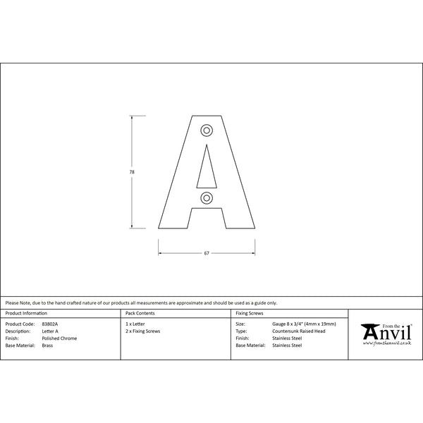 From The Anvil - Letter A - Polished Chrome - 83802A