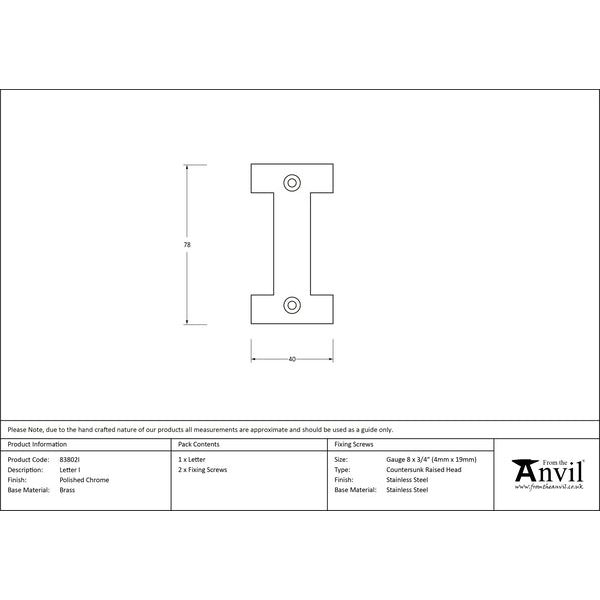 From The Anvil - Letter I - Polished Chrome - 83802I