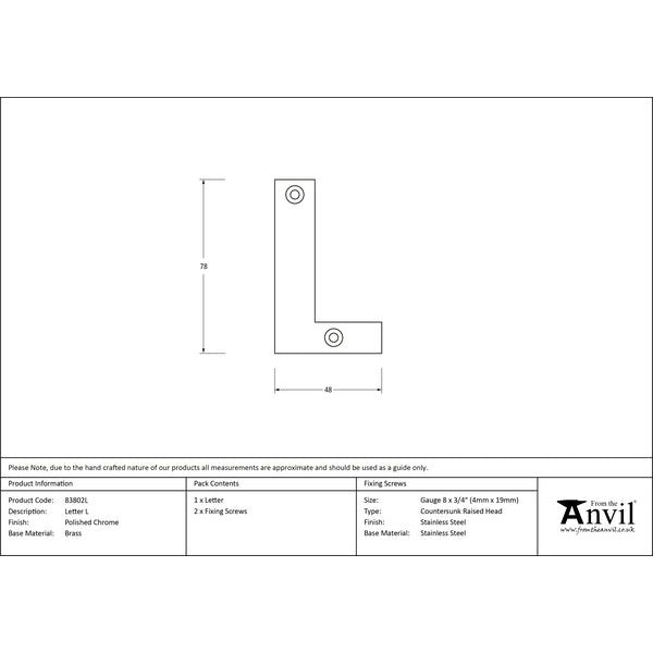 From The Anvil - Letter L - Polished Chrome - 83802L