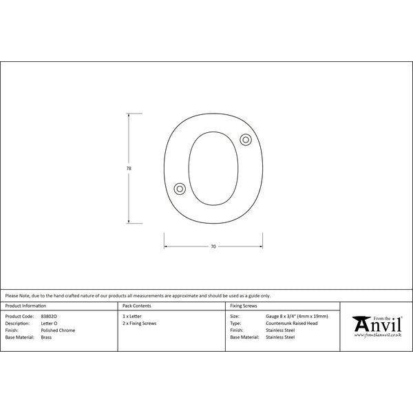 From The Anvil - Letter O - Polished Chrome - 83802O