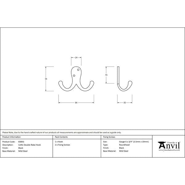 From The Anvil - Double Robe Hooks - Black - 83843