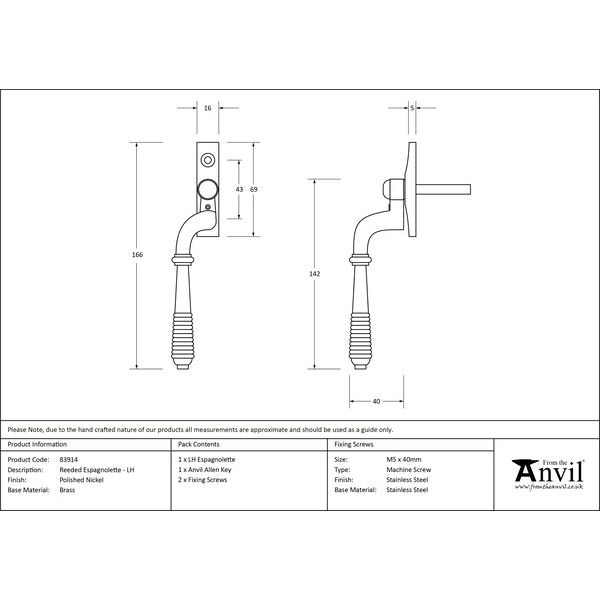 From The Anvil - Reeded Espag - LH - Polished Nickel - 83914