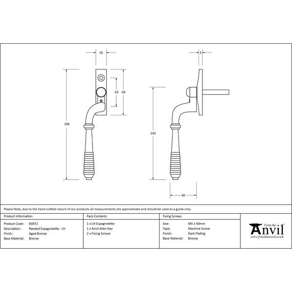 From The Anvil - Reeded Espag - LH - Aged Bronze - 83972