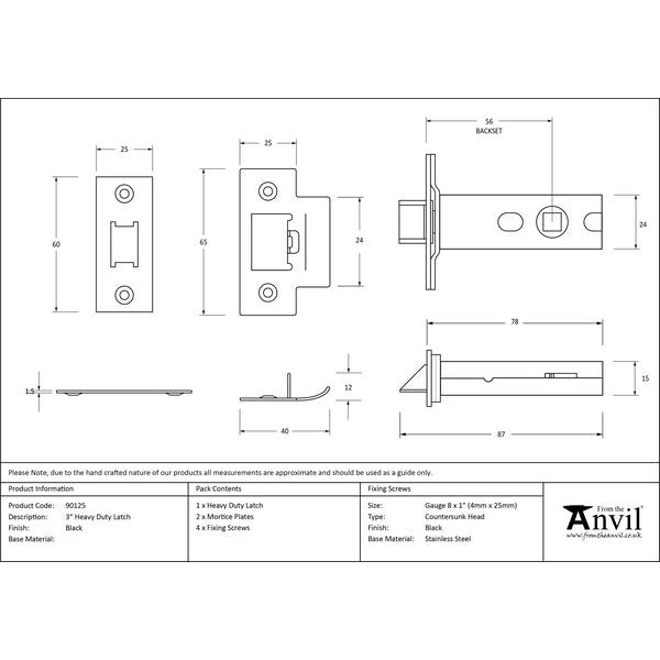 From The Anvil - 3" Heavy Duty Latch - Black - 90125