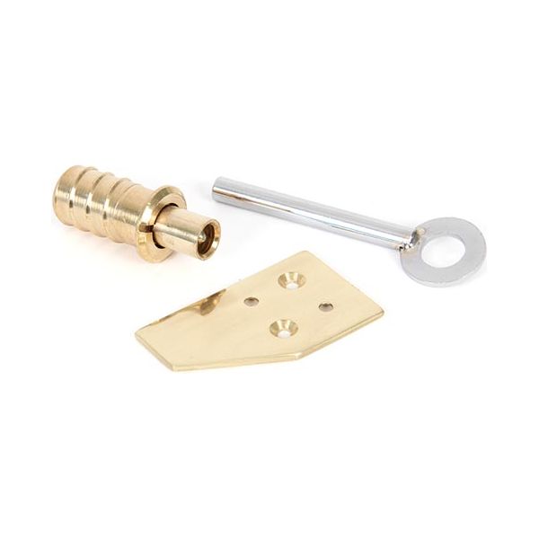 From The Anvil - Polished Brass Key-Flush Sash Stop - Polished Brass  - 90271