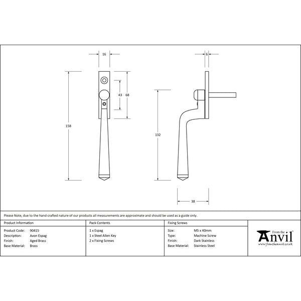 From The Anvil - Avon Espag - Aged Brass - 90415