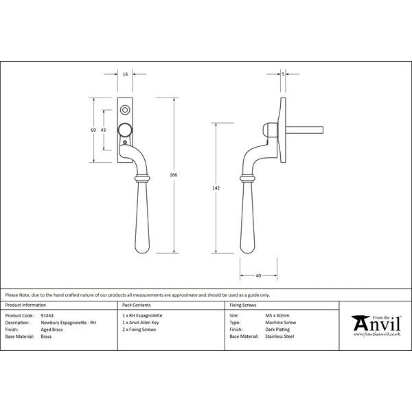 From The Anvil - Newbury Espag - RH - Aged Brass - 91443