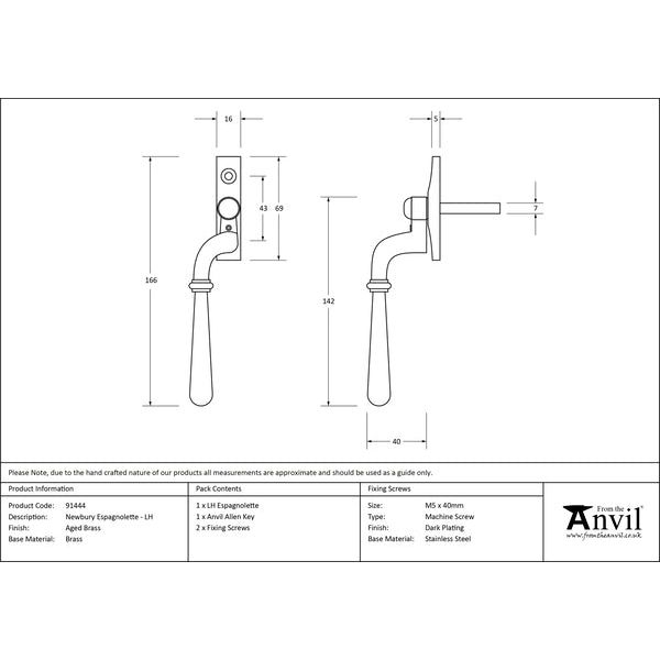 From The Anvil - Newbury Espag - LH - Aged Brass - 91444