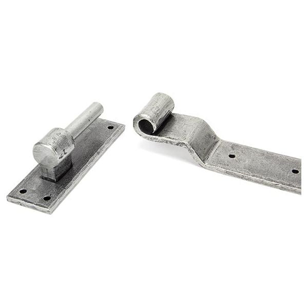 From The Anvil - Pewter 24" Hook & Band Hinge - Cranked (pair) - Pewter Patina  - 91474