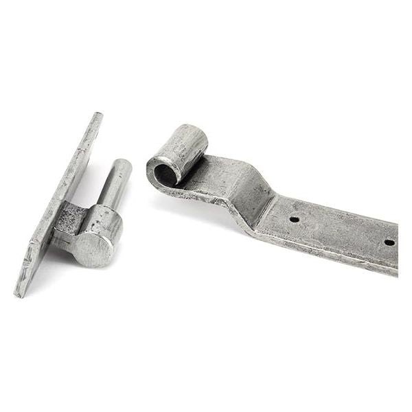 From The Anvil - Pewter 24" Hook & Band Hinge - Cranked (pair) - Pewter Patina  - 91474