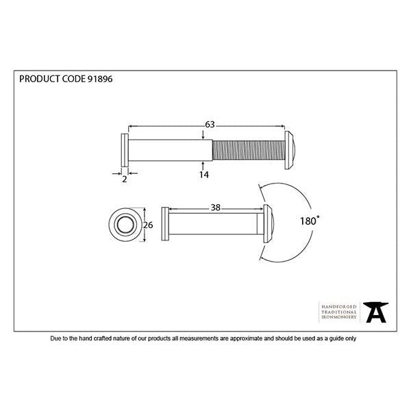 From The Anvil - Lacquered Brass Door Viewer 180° (34-56mm Door) - Lacquered Brass  - 91896