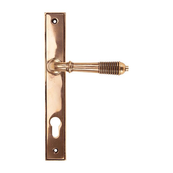 From The Anvil - Reeded Slimline Lever Espag. Lock - Polished Bronze - 91912