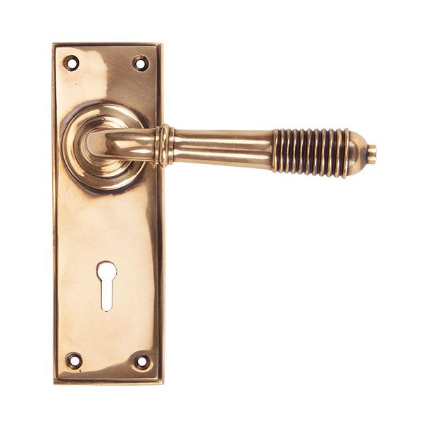 From The Anvil - Reeded Lever Lock Set - Polished Bronze - 91913