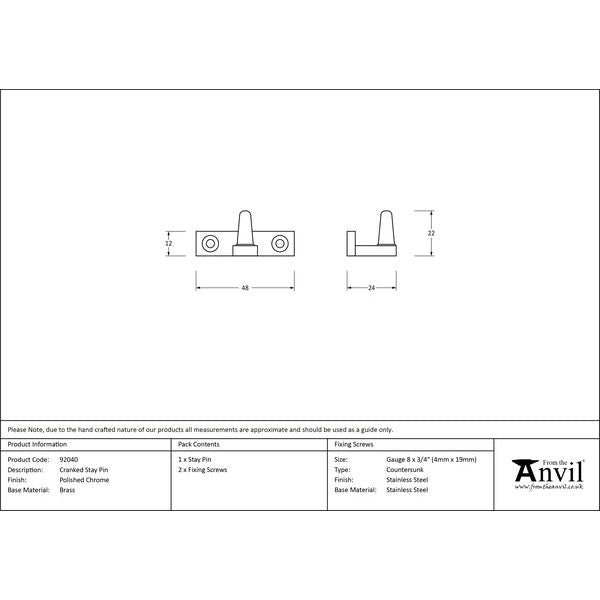 From The Anvil - Cranked Stay Pin - Polished Chrome - 92040