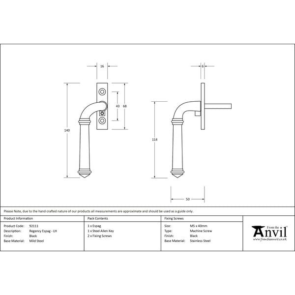 From The Anvil - Regency Espag - LH - Black - 92111