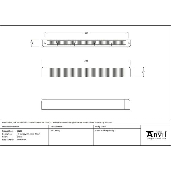 From The Anvil - Brown HF Canopy 303mm x 24mm - Brown  - 93206