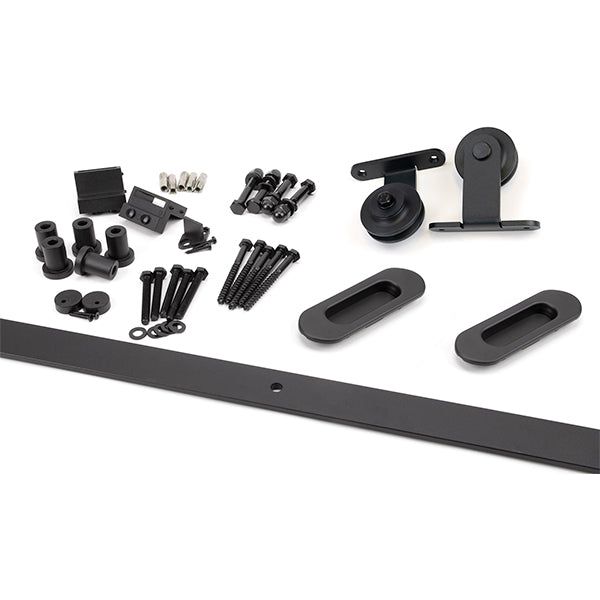 From The Anvil - 100kg Black (Top Mount) Sliding Door Hardware Kit (2m Track) - Black  - 93230