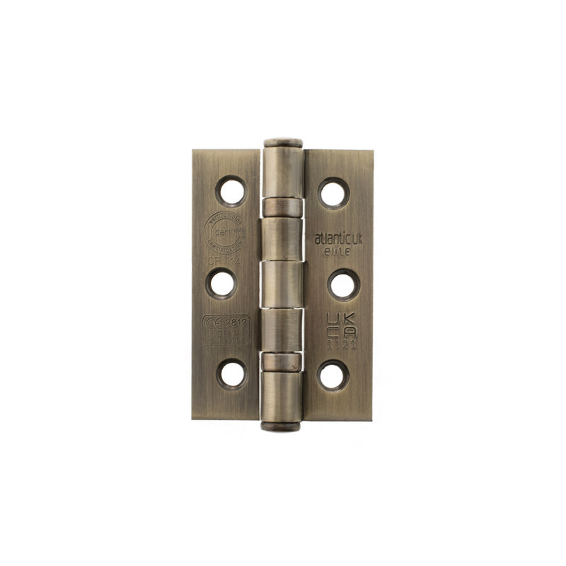 Atlantic CE Fire Rated Grade 7 Ball Bearing Hinges 3" x 2" x 2mm - Antique Brass - A2H322AB