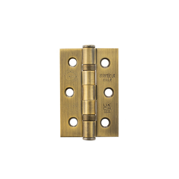 Atlantic CE Fire Rated Grade 7 Ball Bearing Hinges 3" x 2" x 2mm - Matt Antique Brass - A2H322MAB