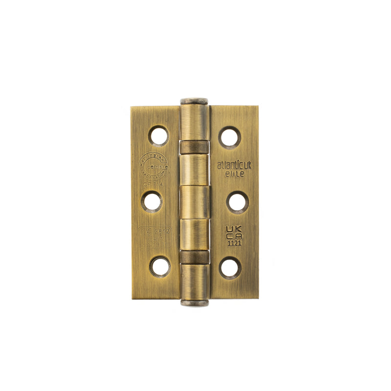 Atlantic CE Fire Rated Grade 7 Ball Bearing Hinges 3" x 2" x 2mm - Matt Antique Brass - A2H322MAB